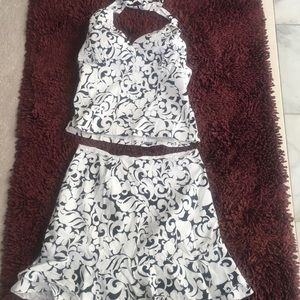 2 piece  white black  halter top